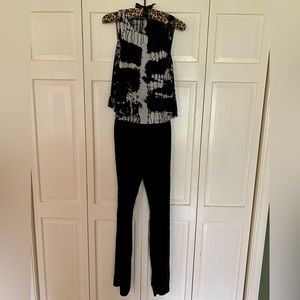 Gypsy 05 Black and Gray Tie-dye Split Back Jumpsuit, Size Small
